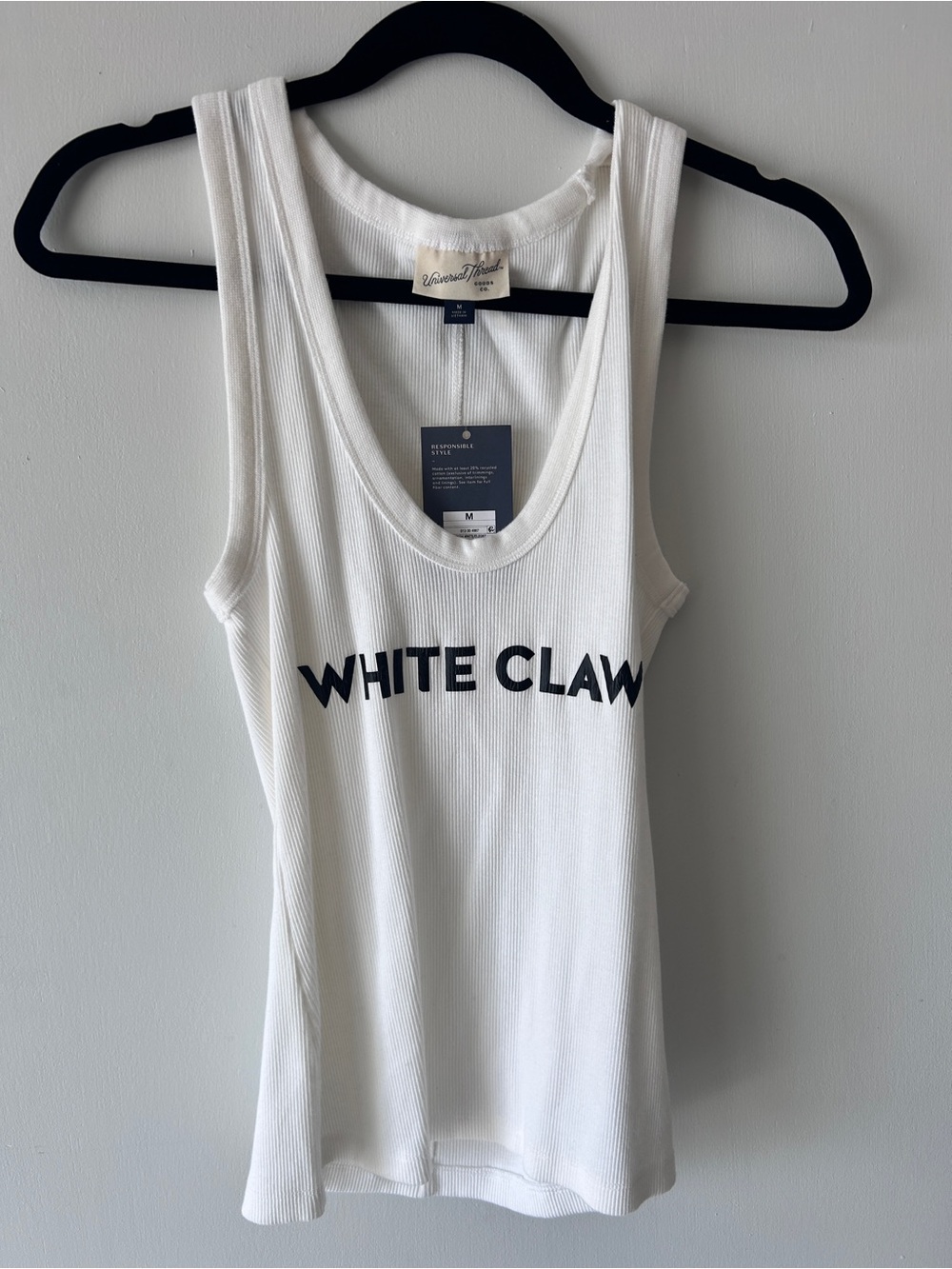'WHITE CLAW' Ribbed Tank